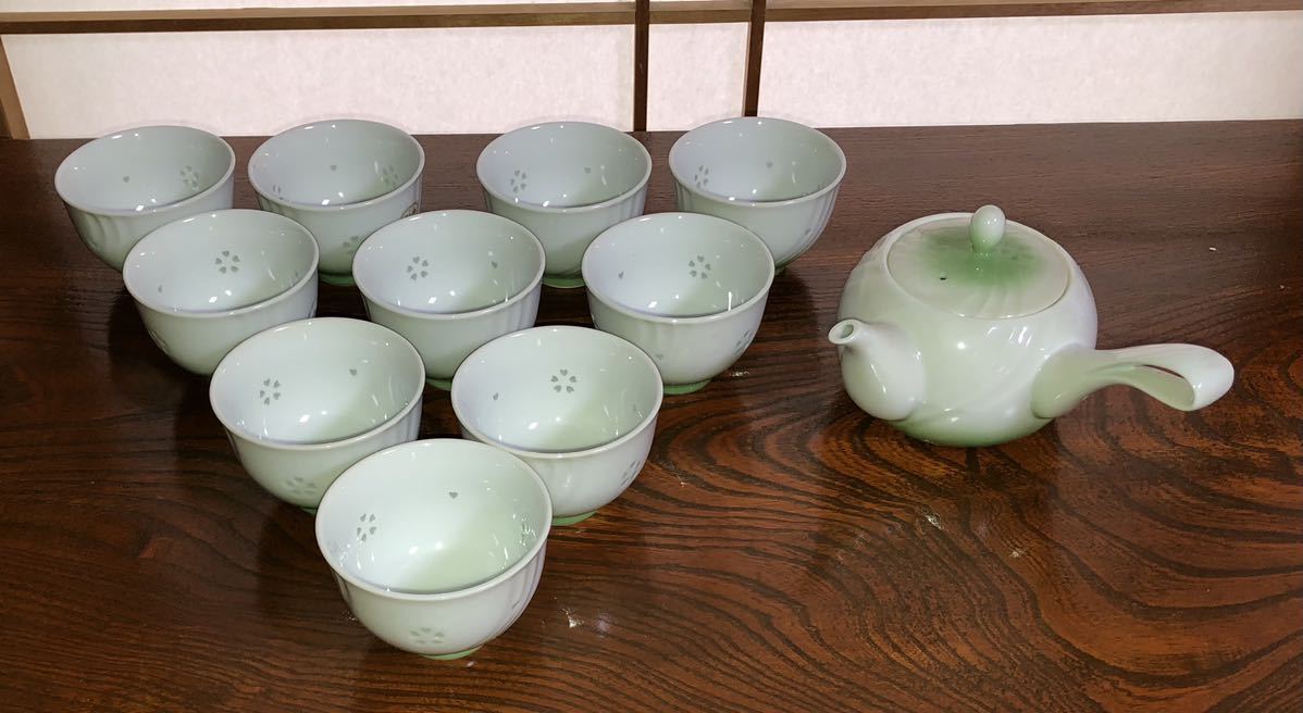 有田焼 和食器 ほたる彫 ★ 急須 直径13.5高さ12湯呑み 7×7 10個セット ♪拍卖