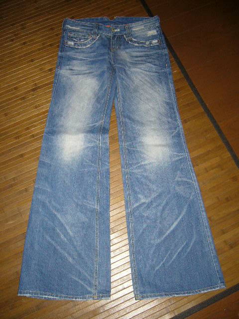 441-61♀:chocoholic チョコホリック フレアジーンズ ダメージジーンズ ベルボトム size.? 色.インディゴ 拍卖