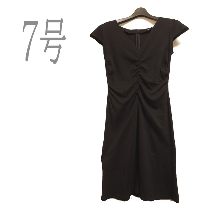 新品/ワンピース/カットソー/7号/黒系/無地/レディース●f8761拍卖