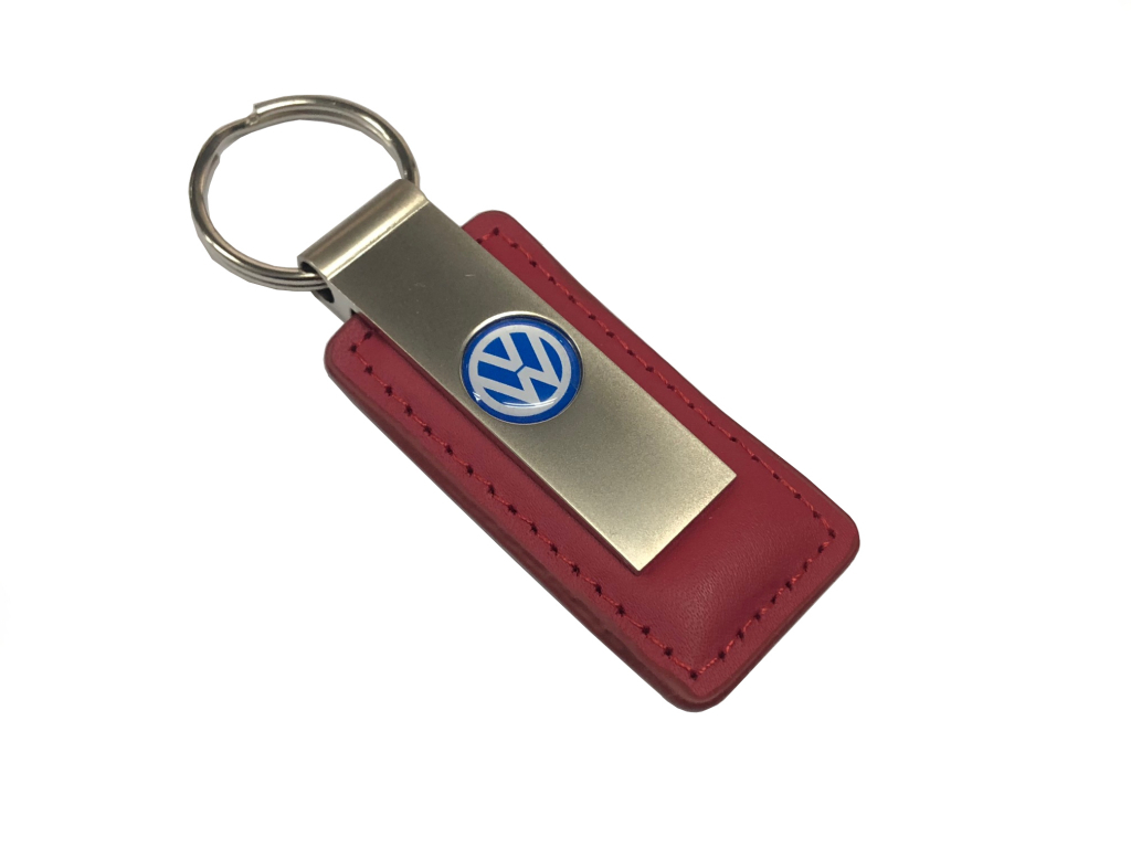 VW US純正 レザー・キーリング(スクエア型) #041/レッド&RD【GENUINE PARTS】新品/最後の一個/拍卖