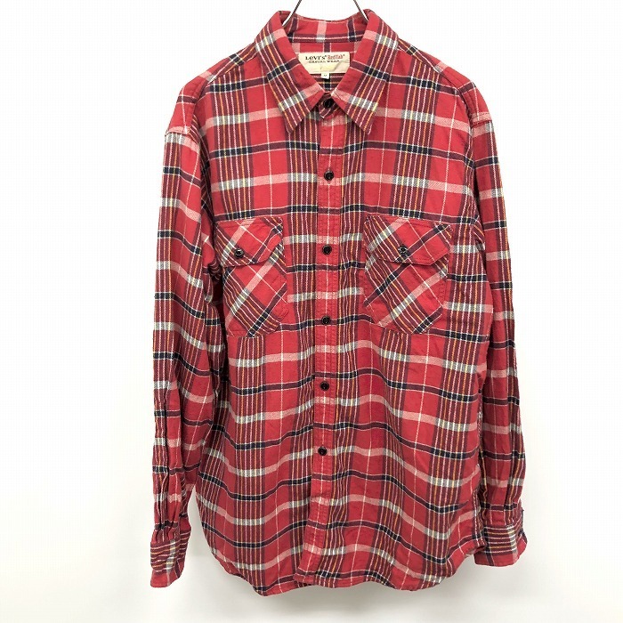 Levi's RED TAB リーバイス レッドタブ M メンズ ネルシャツ ソフトネル チェック 長袖 綿100% レッド×ネイビー×イエロー×ホワイト 赤拍卖