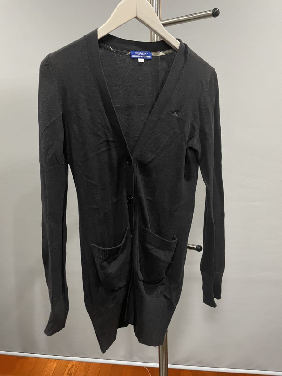 BURBERRYバーバリーブルーレーベル長袖カーディガンM黒ブラックトップス拍卖