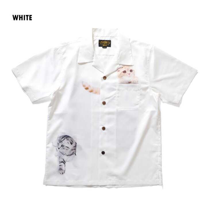 Houston/ユニバード72/キャットアロハシャツ/ホワイト/M/40950/猫拍卖