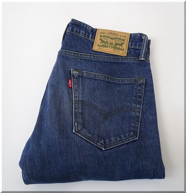 Levi's リーバイス 511 グリーンパッケージ スキニー デニムパンツ ジーンズ スリム ストレート 裏地カモ 迷彩 メンズ 希少 (W32) ●S-415拍卖