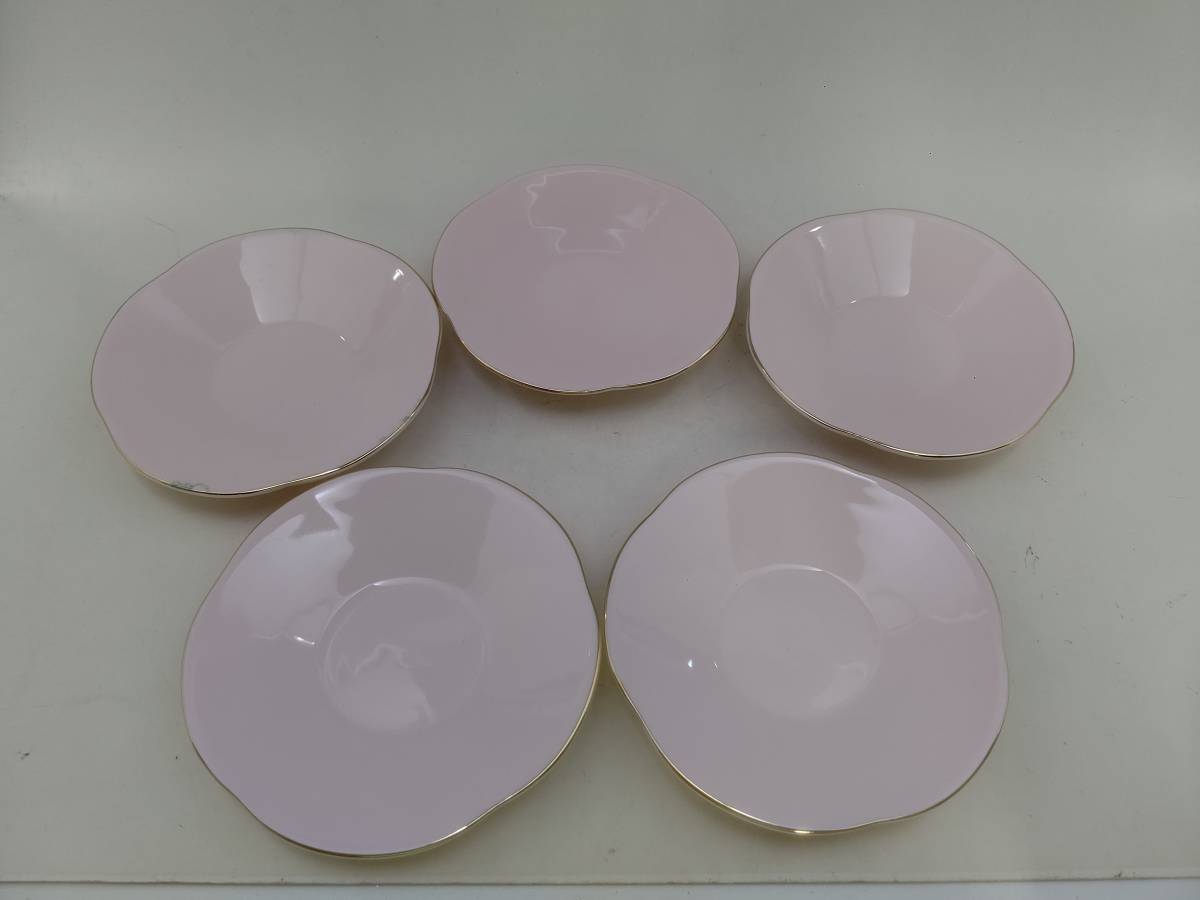 1103-0006 中古★小皿 平皿 5枚セット ピンク/コールド拍卖