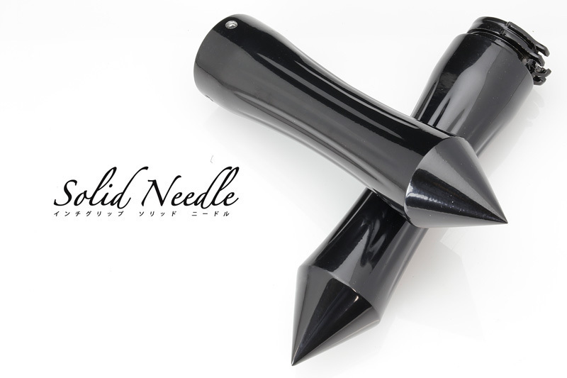 インチグリップ 重厚感・ブラック(ソリッド ニードル)汎用 ハーレー・国産アメリカンの1インチハンドル用 (送料無料)拍卖