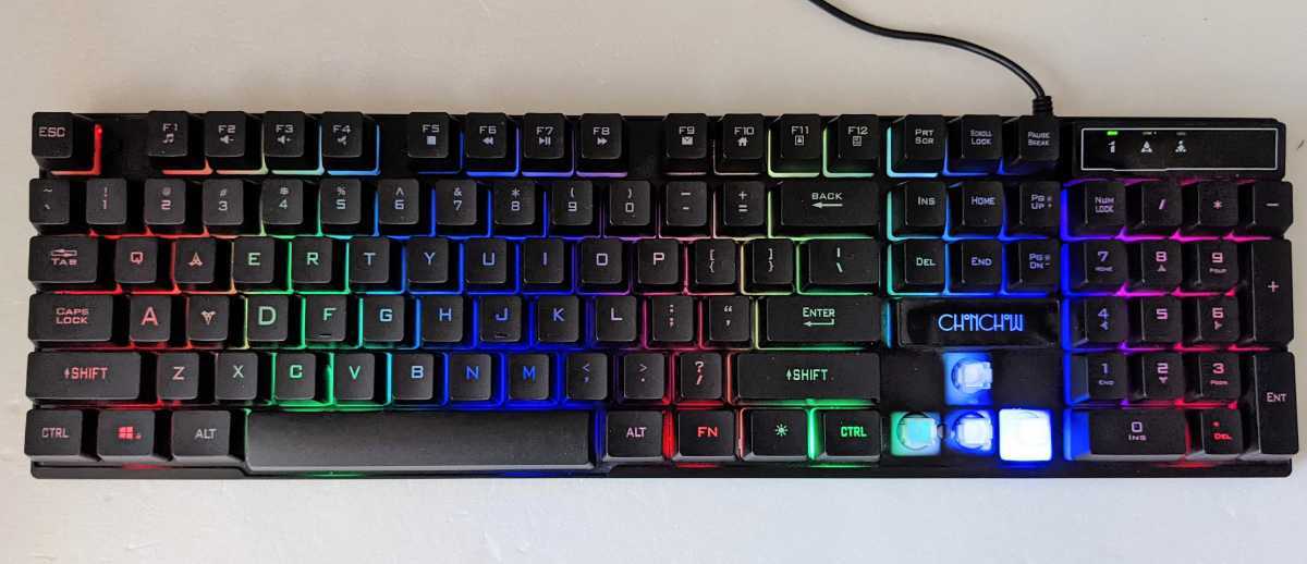 カーソルキー欠品★ChonChow LEDバックライト 「ゲーミングキーボード」 耐水薄型 防衝突 USBタイプ 【PC・Windows・Mac】などに拍卖