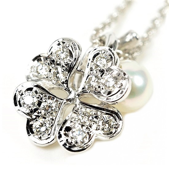 【美品】ミキモト K18WG ダイヤ パール ネックレス拍卖