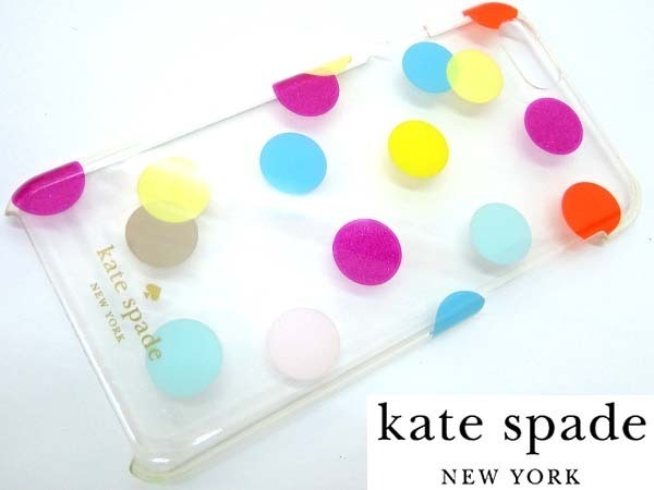 ●本物 kate spade ケイトスペード スマホケース ドット柄 iPhone6/iPhone6s クリア×マルチカラー拍卖
