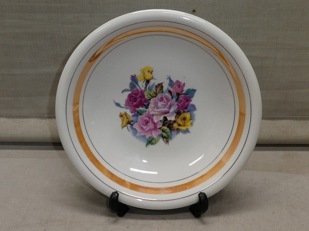 ●ロココ調 薔薇 金彩 ラスター彩 深皿 1枚 カレー皿 シチュー皿 パスタ皿 洋食器 オールド 当時物 ヴィンテージ●拍卖