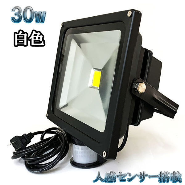 30W LED投光器 3000lm 300w相当 省エネ 100V 3m配線 人感センサー 白色拍卖
