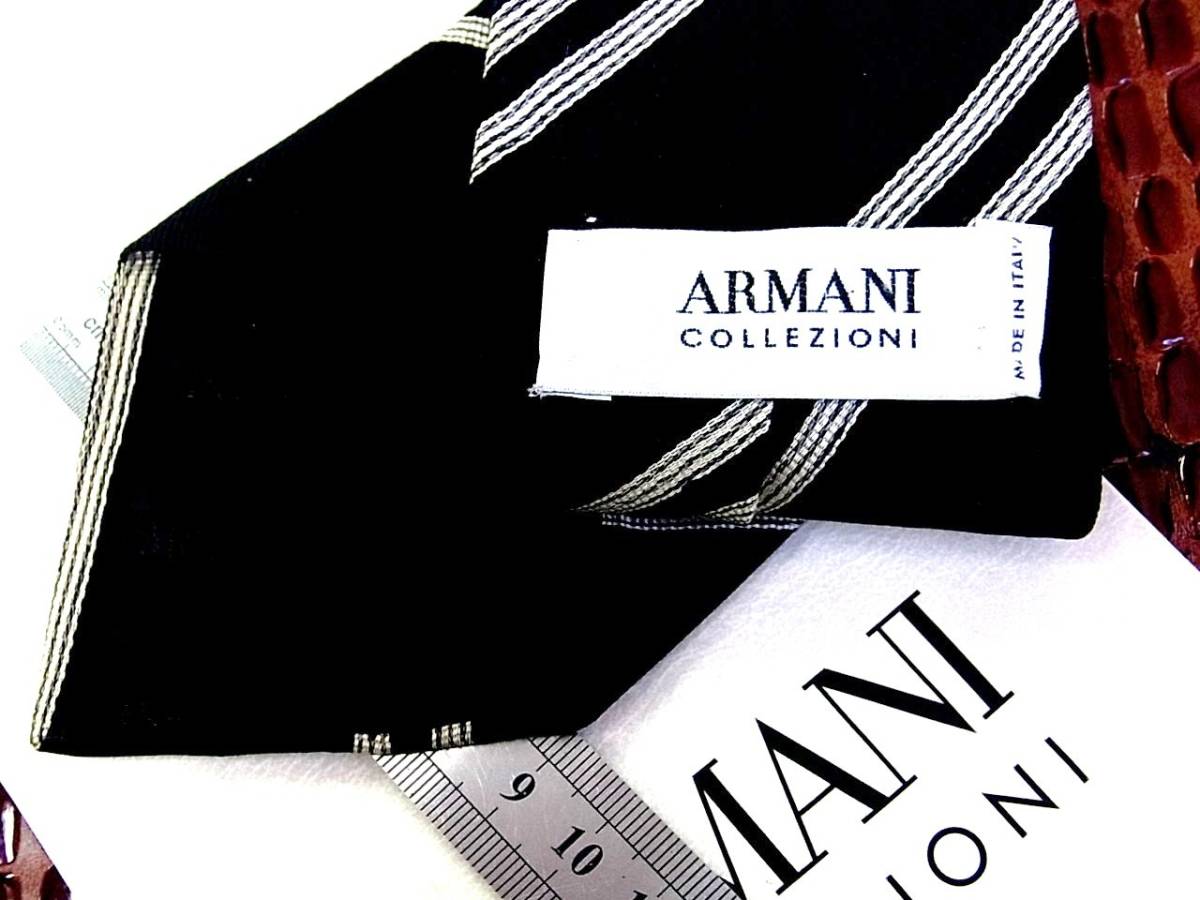 ○E1354N●USED並●アルマーニ【COLLEZIONI】【ストライプ】ネクタイ拍卖