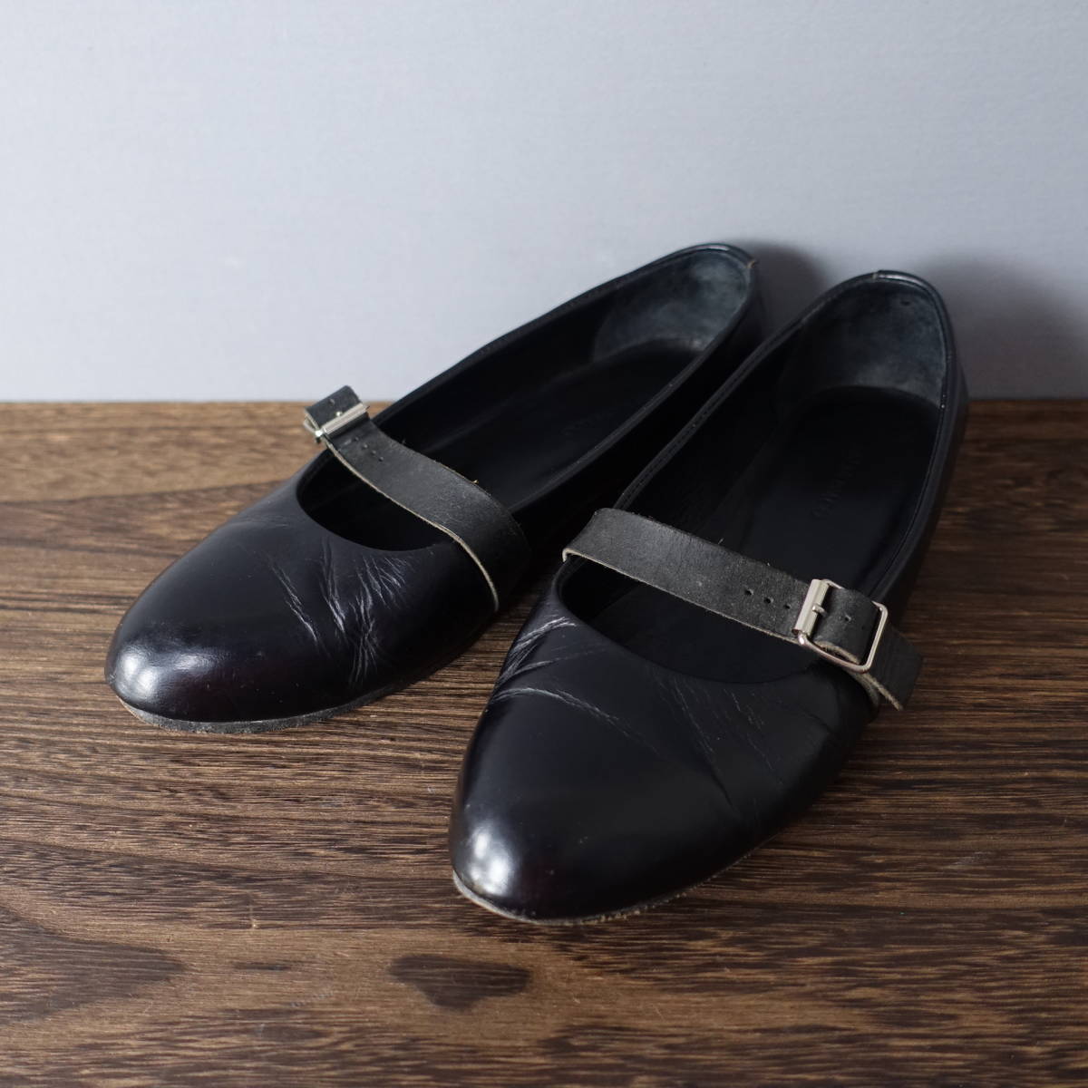 DELMONACO/デルモナコ/22.5cm/パンプス/ブラック/黒/レディース/ベルト/ローファー/シューズ/レザーソール拍卖