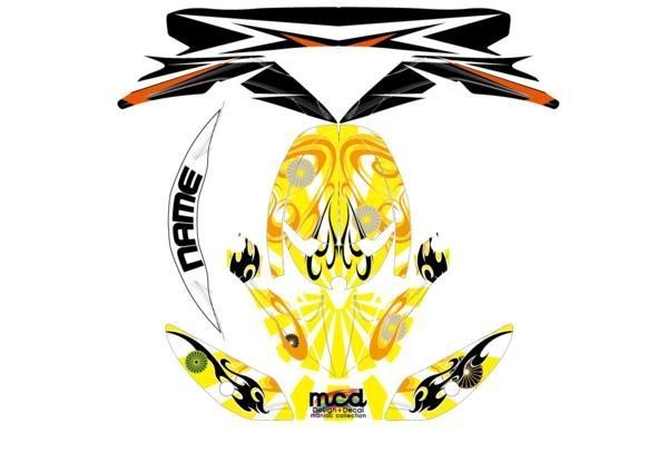 (ステッカー) SHOEIヘルメットVFX-W用 デカール TYPE MCD和 黄色白黒 簡単カスタム拍卖