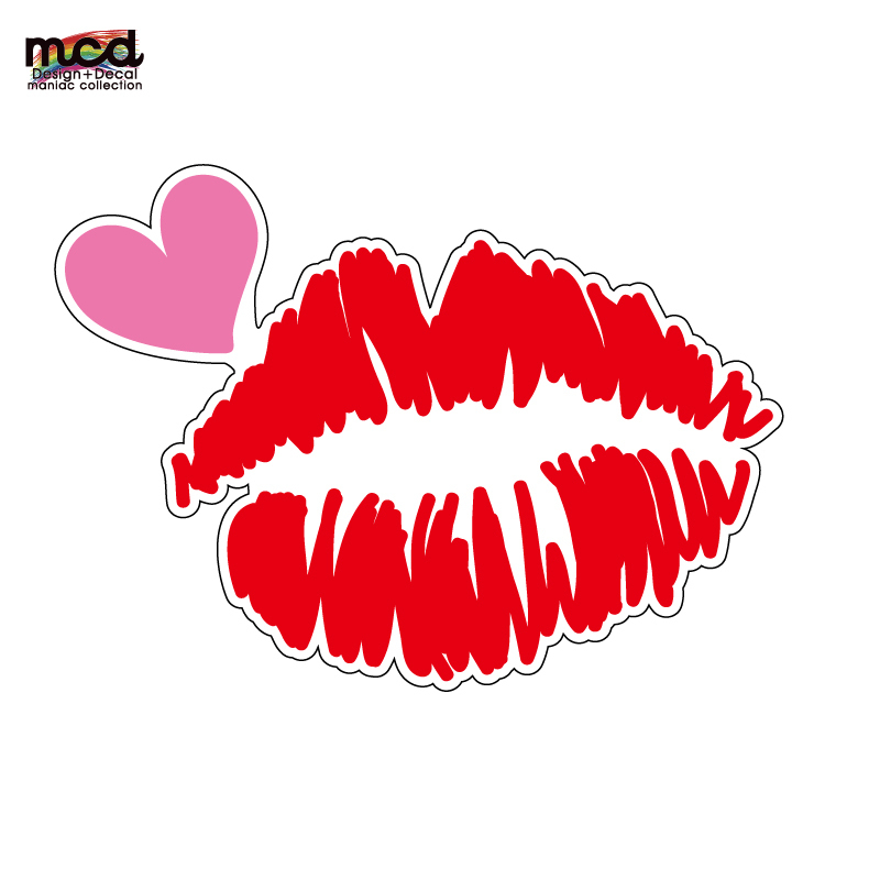 (透明)キスマークステッカー 赤 ハートタイプ ちょっとセクシー 唇 ヘルメット 車 ワンポイント スケボー スノボ サーフィン拍卖