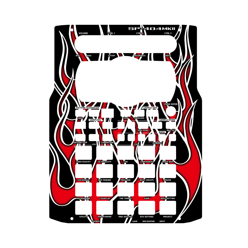 ローランド SP-404MK2 カスタムスキン ファイヤー(ブラック) サンプラー スキンシール ステッカー Roland ※本体は付属しません※拍卖