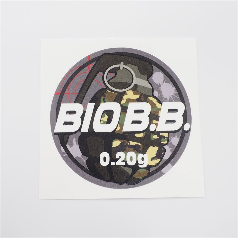 BBボトル サバゲ―ステッカー 手榴弾 (白 0.20g) 1枚 BIO B.B. バイオビービー ボトルシール拍卖