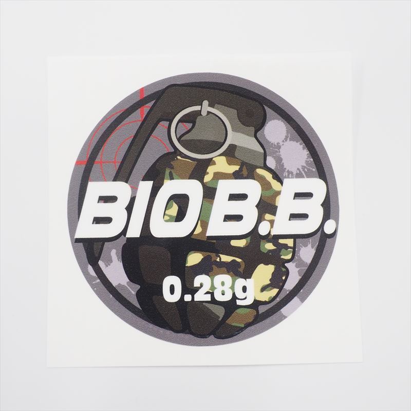 BBボトル サバゲ―ステッカー 手榴弾 (白 0.28g) 1枚 BIO B.B. バイオビービー ボトルシール拍卖