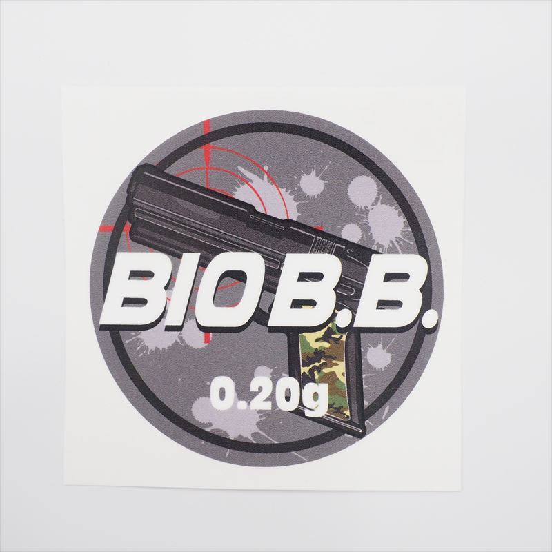BBボトル サバゲ―ステッカー ピストル GUN(白 0.20g) 1枚 BIO B.B. バイオビービー ボトルシール拍卖