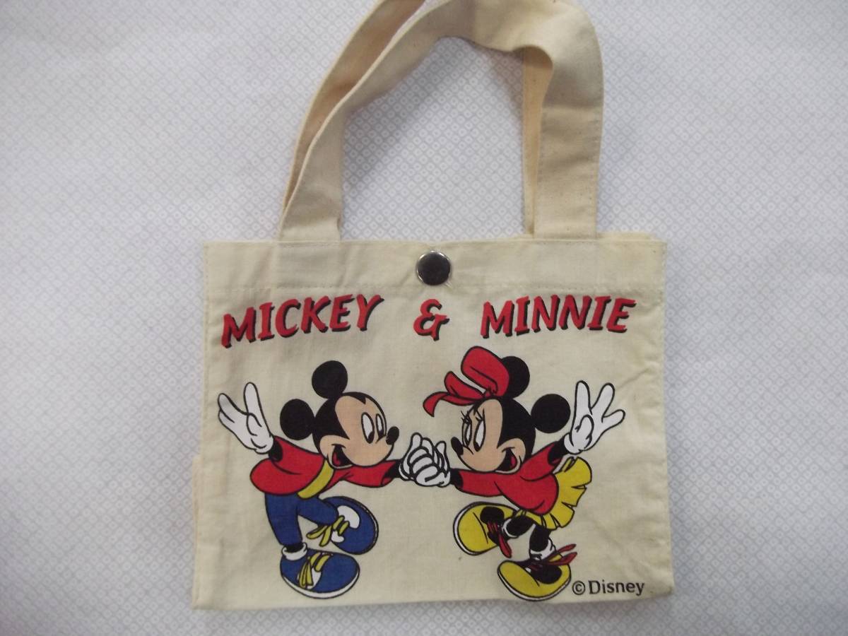 ミッキー&ミニーボタン付きミニトートバッグ 縦14.7cm横19.1cm奥12.2cm【MICKEY&MINNIE.ディズニー.Disney】拍卖