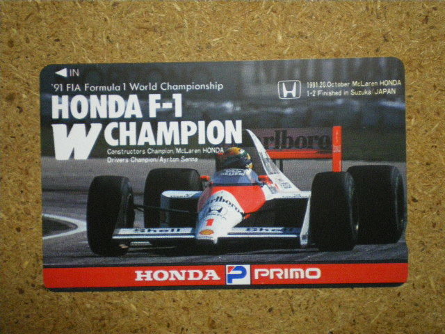 f1・ホンダ プリモ アイルトンセナ ’91 マルボロ マクラーレン 未使用 50度数 テレカ拍卖