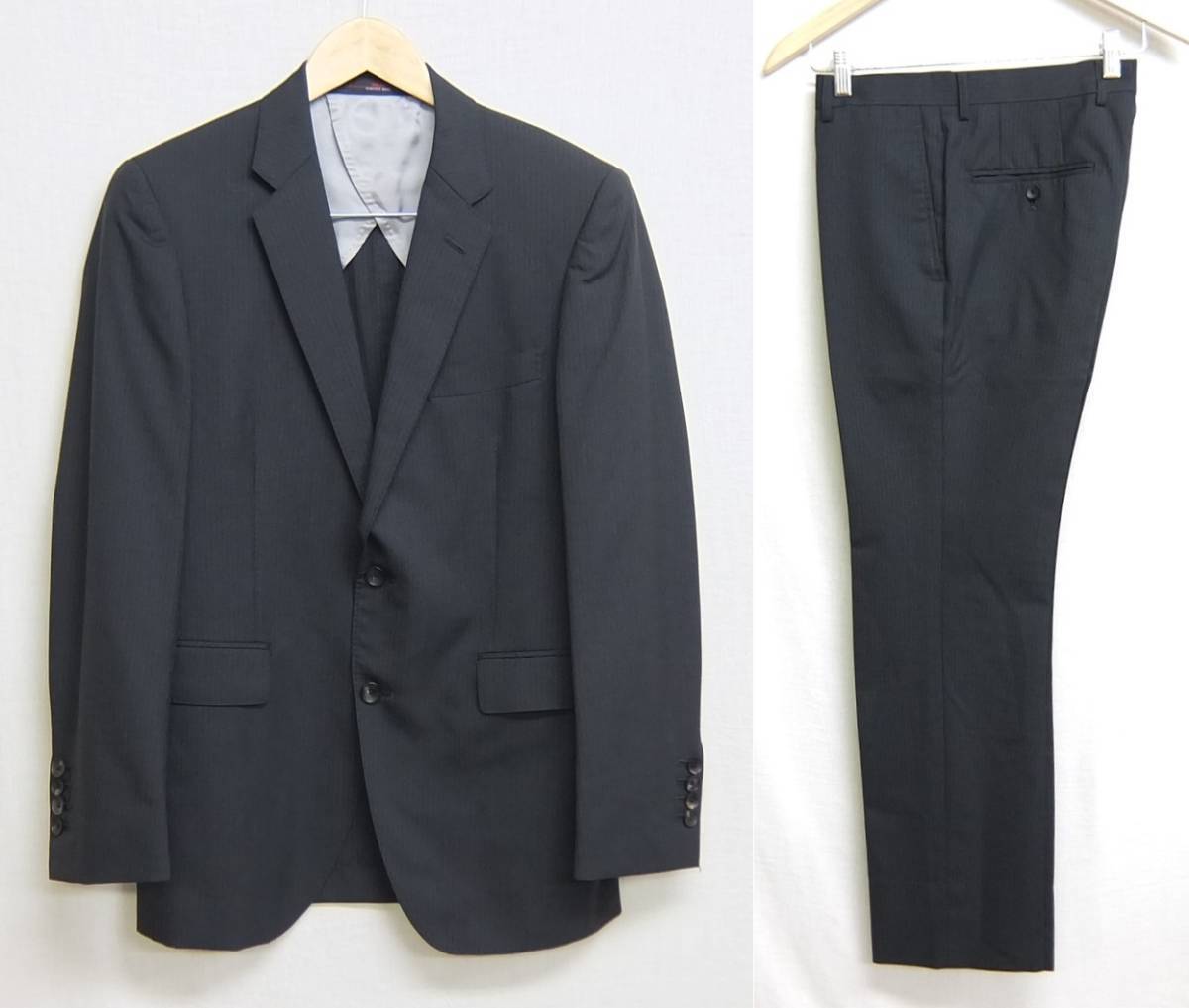 P.S.FA イタリア生地 MARZOTTO ストライプ 2B スーツ グレー 上下セット 90Y5 春夏 セットアップ拍卖