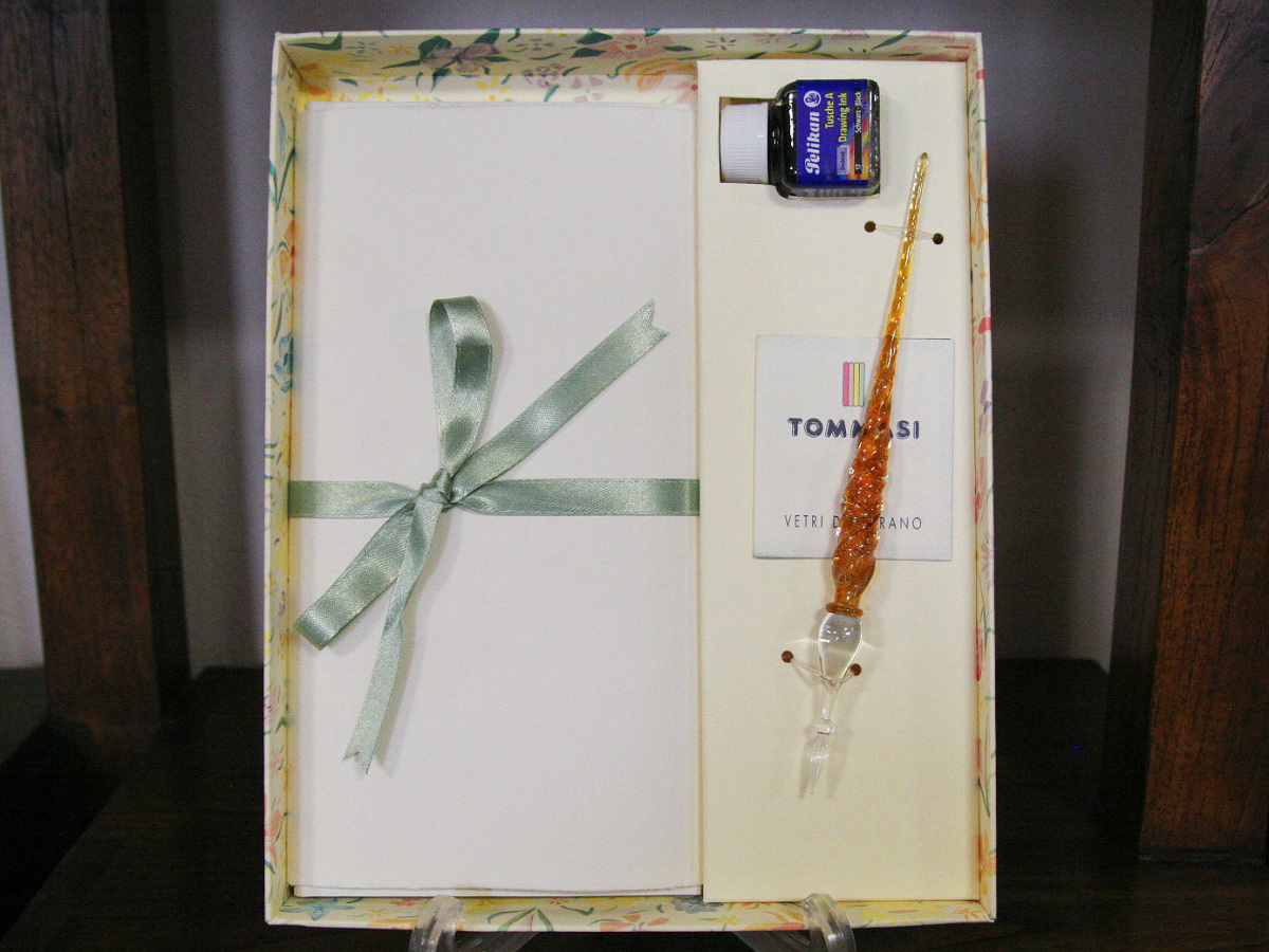 ベネチアングラス製 ベネチアガラス ガラスペン / Spirale Oro拍卖