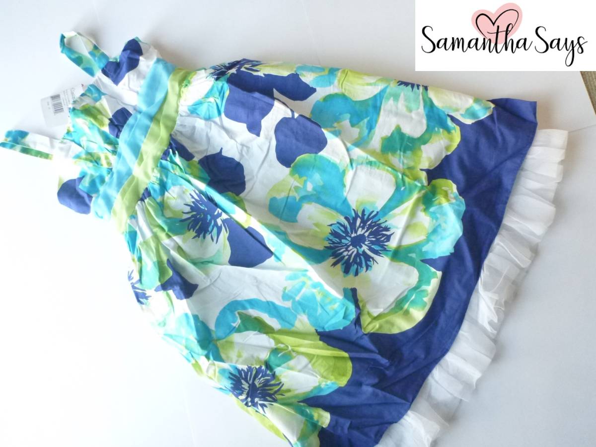新品 Samantha Says サマンサセイズ ★水色×青×白 お嬢様 ふんわりワンピース 160相当拍卖