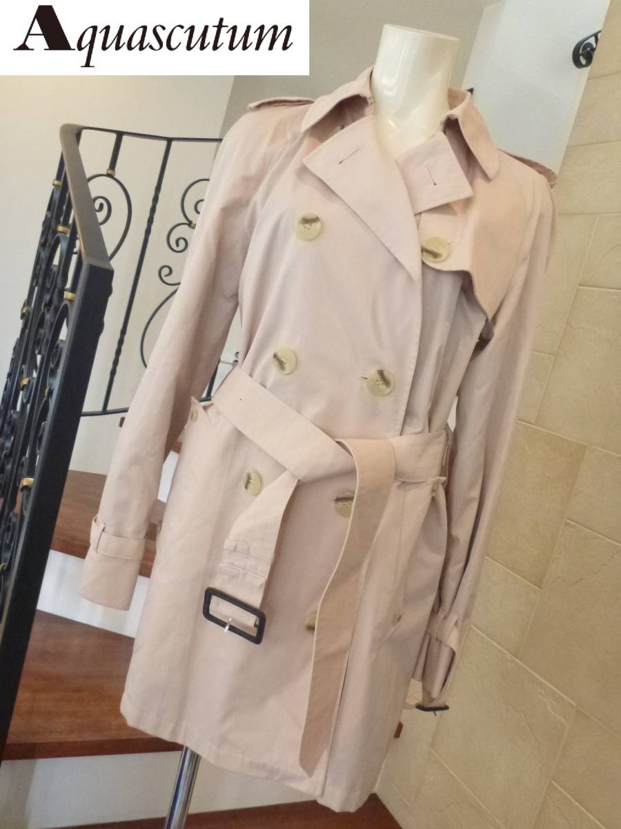 10万 Aquascutum アクアスキュータム ★薄ピンク トレンチコート L相当拍卖