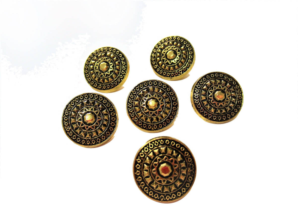 手芸 和洋裁用釦 ボタン ABSメタルボタン 墨入りボタン ゴールド(21mm6個入り)ms311-to拍卖