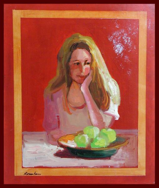 ☆☆☆☆油彩画 印象派の優しい色彩 「フルーツと娘」  α拍卖