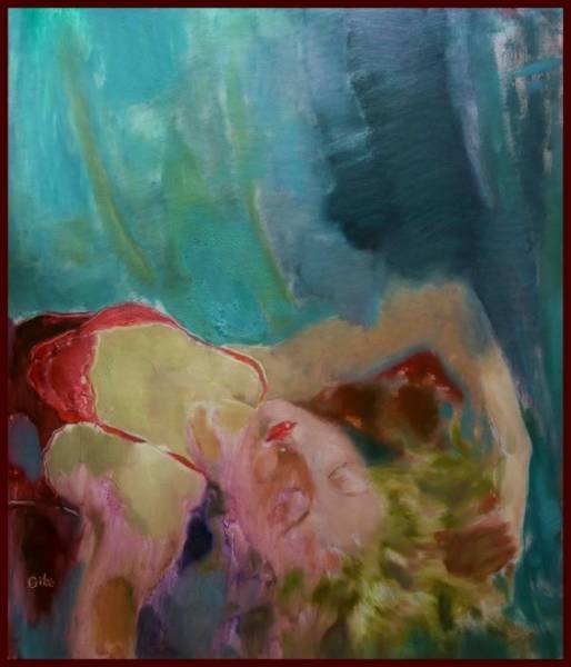 ☆☆☆☆☆油彩画 夢の世界への誘い 「落ちる女」 AQ拍卖