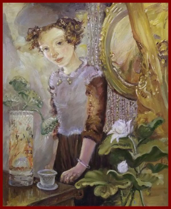 ☆☆☆☆油彩画 上品な空間 「娘のお気に入り」 CA拍卖