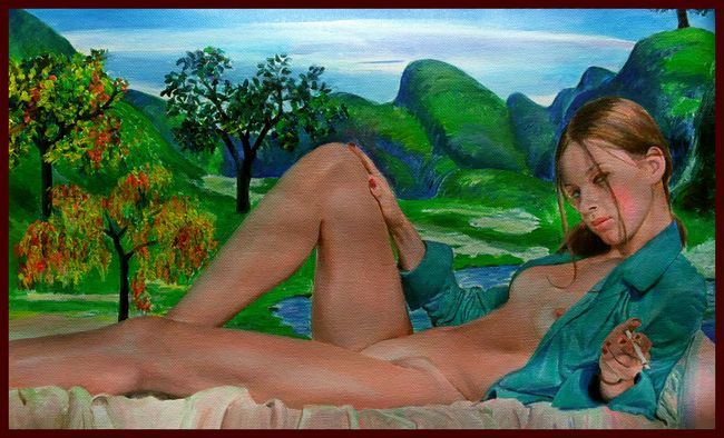 ☆☆アクリル画 ハーレムの若き寵妃  「ニュー・オダリスク」 EB拍卖