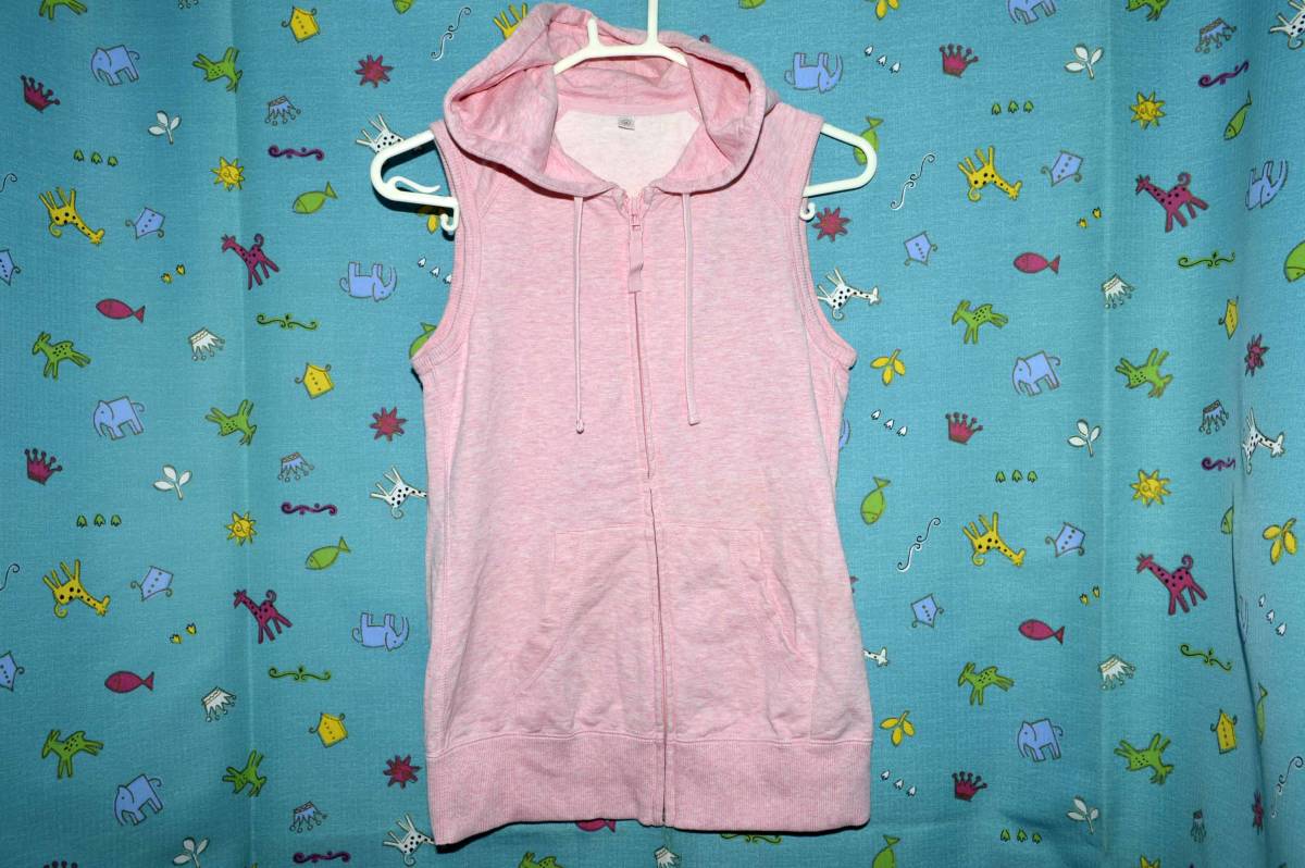 ユニクロ UNIQLO・フード付き ベスト ピンク系色 サイズ:M(中古美品)拍卖