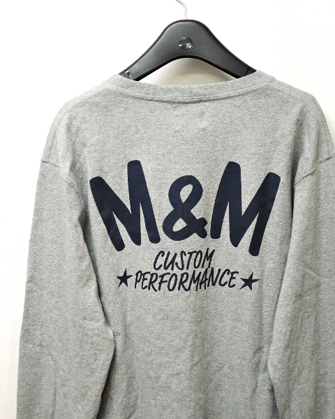 L【m&m L/S Tee Gray Grey エムアンドエム ロンTシャツ カットソー グレー M and M】拍卖