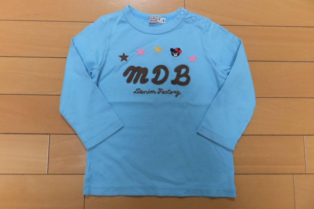 可愛い★ミキハウス/ダブルB★長袖Tシャツ 90 ロンT B子ちゃん 刺繍 アップリケ拍卖