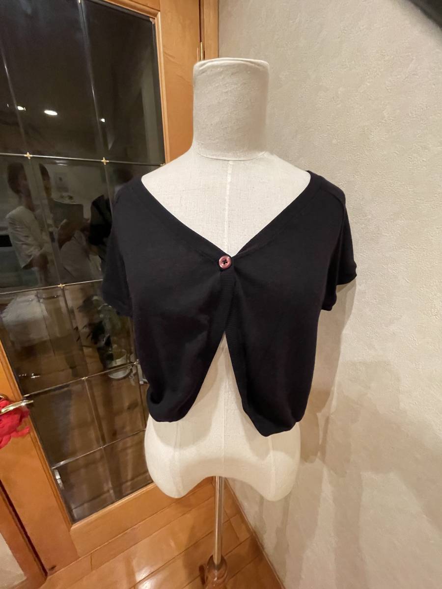 美品・ローリーズファーム・ボレロ・ショート丈・半袖・カーディガン・サイズM・ブラック・150円拍卖
