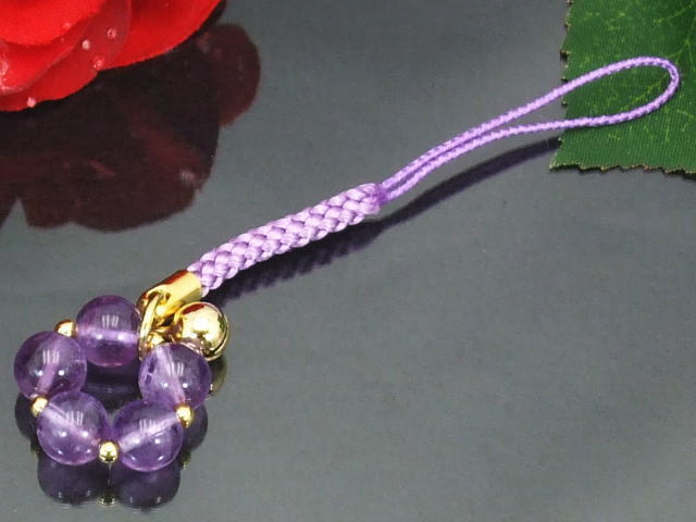 ★☆★2月誕生石♪アメジスト スター根付け お財布や携帯、着物にも♪真実の愛の象徴 おまけ付き ストラップ 送料無料(a_r)b拍卖