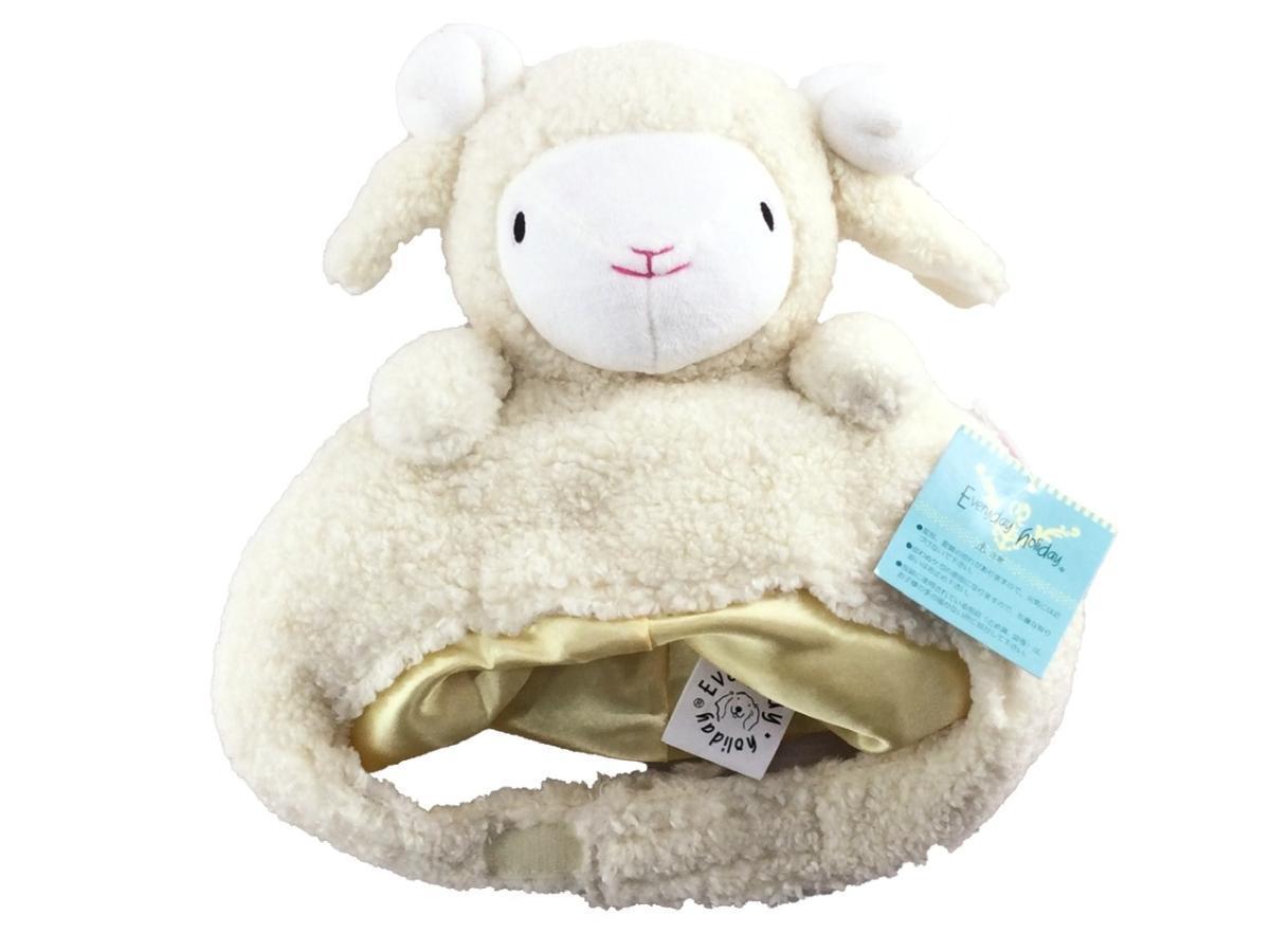 シープヘッドキャップ ペット 犬用 帽子 仮装 ひつじ インスタ映え 顔周り42~53cm ホワイト拍卖