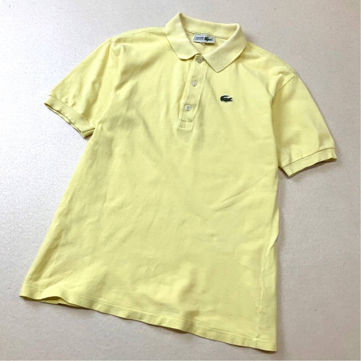 80‘s CHEMISE LACOSTE シュミーズ ラコステ フレンチタイプ 半袖 鹿子 ポロシャツ レディース 42サイズ L イエロー ビンテージ拍卖
