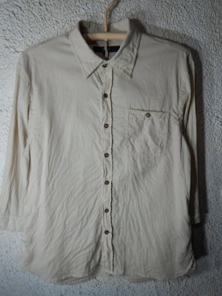 n7458 Beno MODERN EXPRESSION 7分袖 リネン 麻 混紡 シャツ 人気 送料格安拍卖