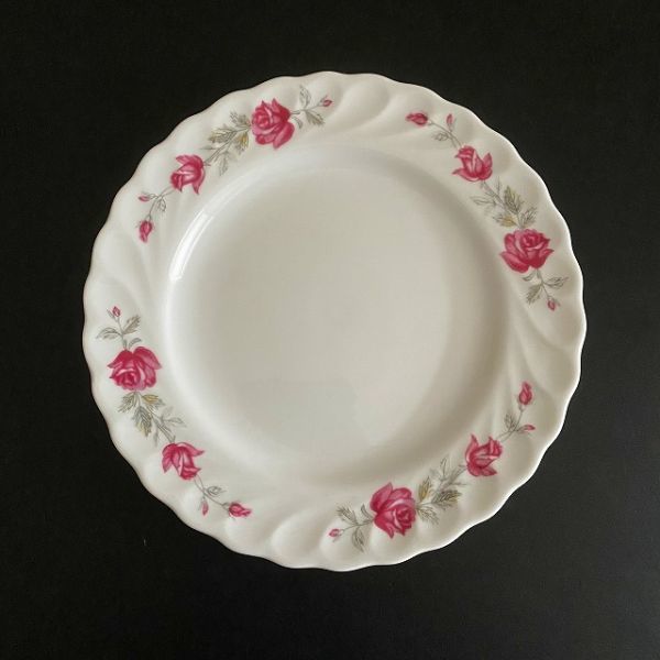 台湾レトロ◆大同製◆Φ20.5cm 平皿 ケーキ皿 バラ ピンク フリル◆台湾食器◆ヴィンテージ ris135960c拍卖