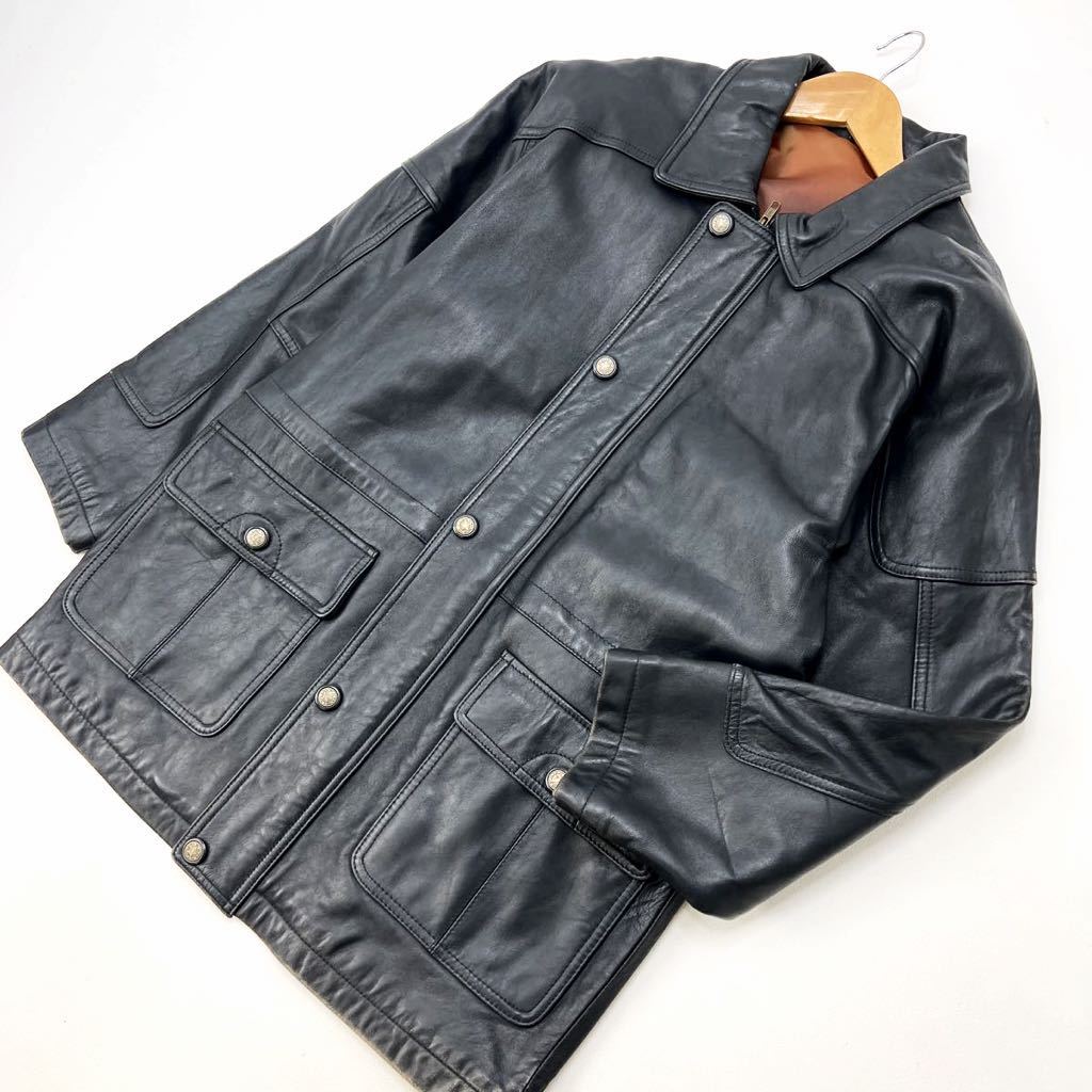 レオドール ☆ LEODOR ☆ 本革 ラムレザー レザージャケット 革ジャン M ブラック 無骨でかっこいい 映画に出てきそうな渋い男◎■DJ114拍卖