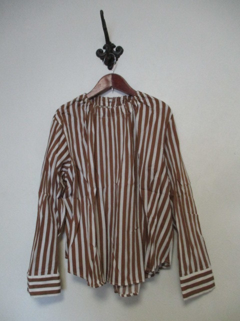 MELROSECLAIRE メルローズ 茶系ストライプ長ブラウス(USED)51822②拍卖