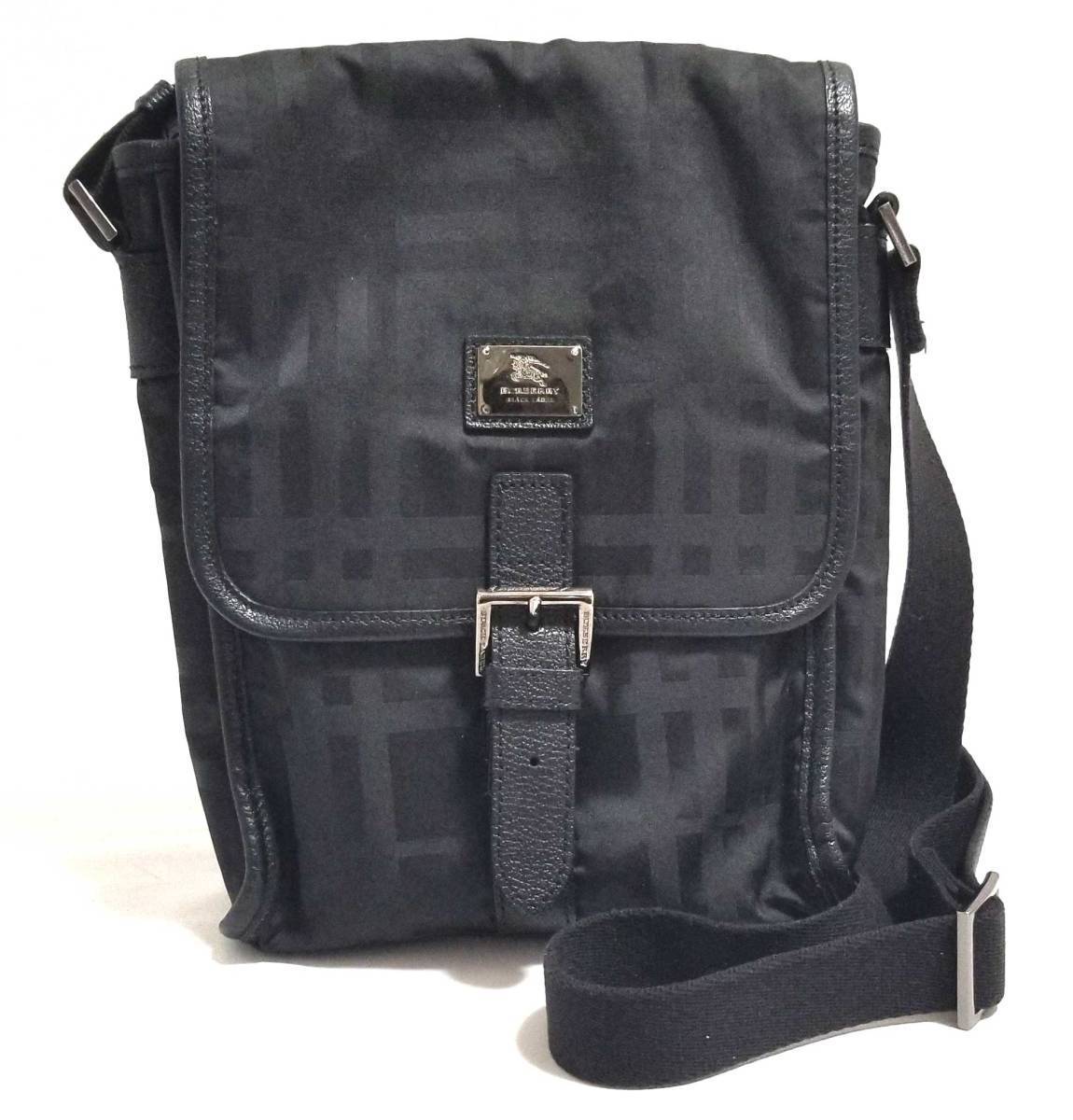 バーバリー ブラックレーベル ミニ ショルダーバッグ チェック ブラック 黒 ナイロン メンズ BURBERRY拍卖