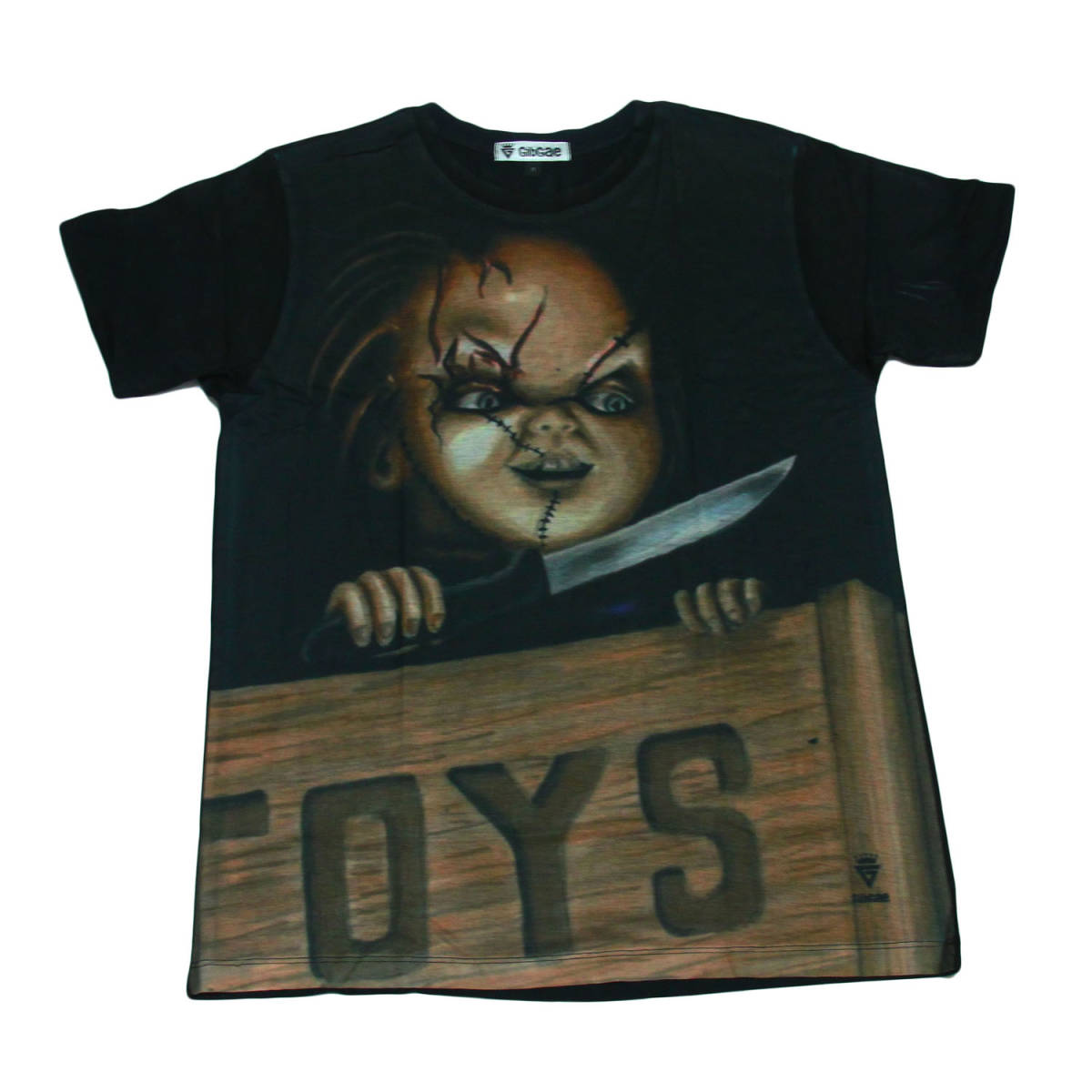 チャッキー チャイルドプレイ ホラー映画 カワイイ ストリート デザインTシャツ おもしろTシャツ メンズ 半袖★tsr0051-blk-l拍卖