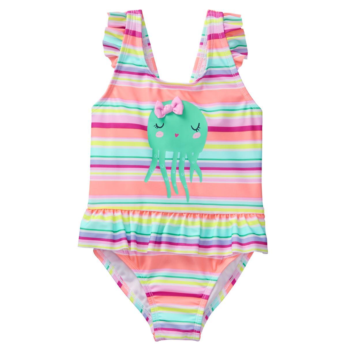 新品ジンボリー Gymboree ワンピース 水着 くらげ フリル ボーダー サイズ5T ( 5歳用 XS-s 100‐110 ) 拍卖