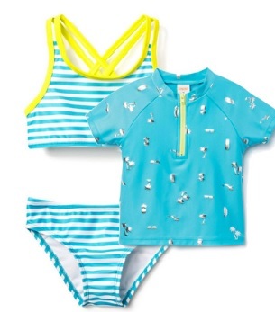 新品 Gymboree ジンボリー セパレート 3点セット ラッシュガード タンキニビキニ 水着 サイズL ( 10-12 140cm ) ボーダー拍卖