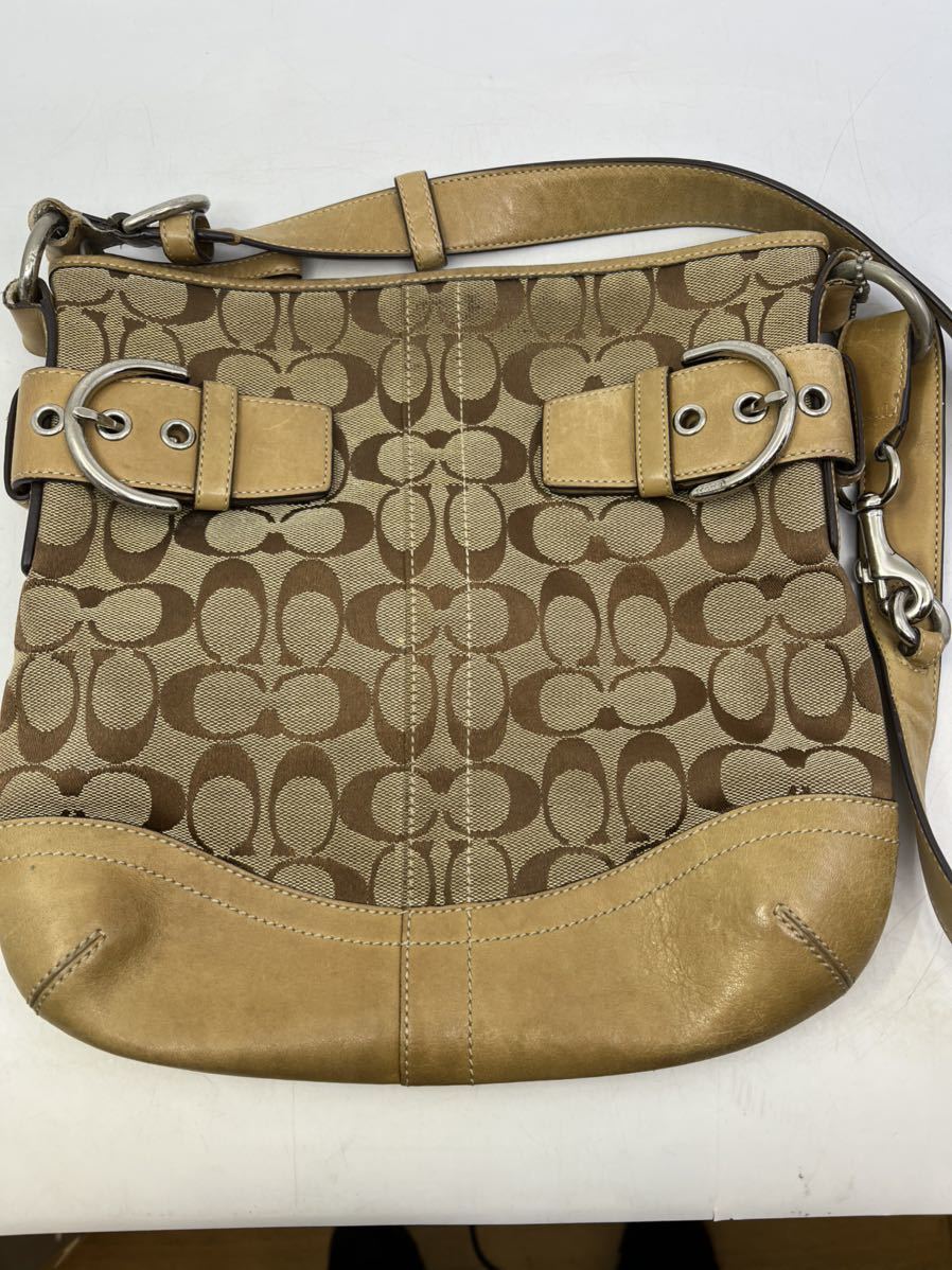 Y06031 COACH コーチ シグネチャー キャメル ベージュ キャンバス レザー H05K-3574 斜め掛け ショルダーバッグ拍卖